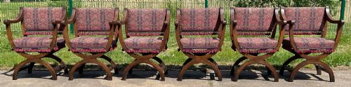 SET OF SIX OAK CROSSFRAME ARMCHAIRS - ADDITIONAL PHOTO 5