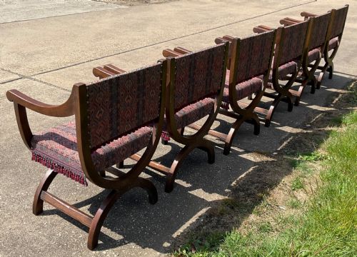 SET OF SIX OAK CROSSFRAME ARMCHAIRS - ADDITIONAL PHOTO 6