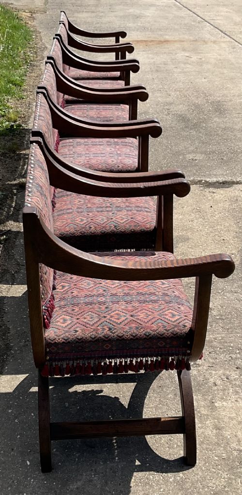 SET OF SIX OAK CROSSFRAME ARMCHAIRS - ADDITIONAL PHOTO 8