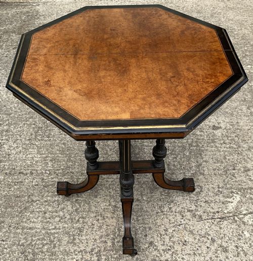 OCTAGONAL EBONIZED PEDESTAL CENTRE TABLE - ADDITIONAL PHOTO 1