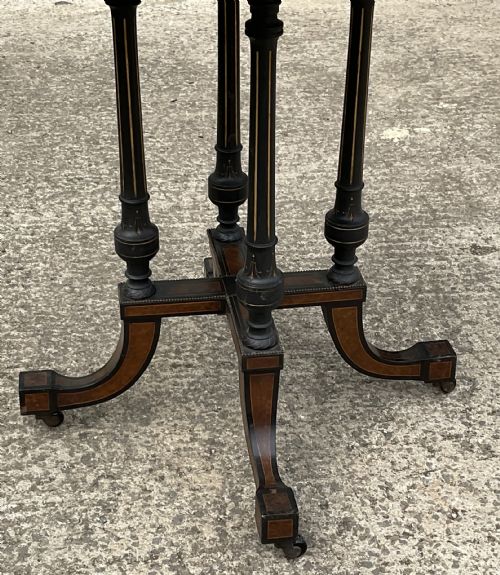 OCTAGONAL EBONIZED PEDESTAL CENTRE TABLE - ADDITIONAL PHOTO 4