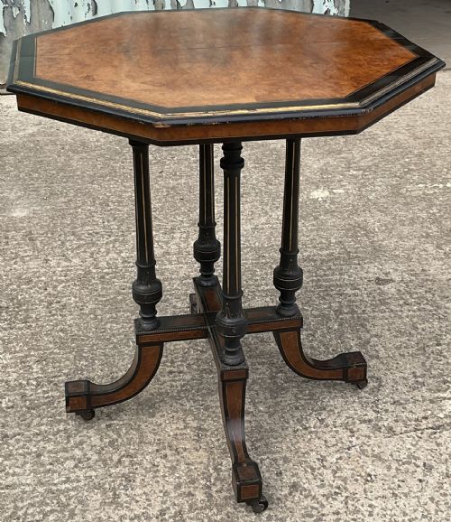 OCTAGONAL EBONIZED PEDESTAL CENTRE TABLE - ADDITIONAL PHOTO 5