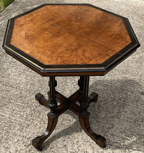 OCTAGONAL EBONIZED PEDESTAL CENTRE TABLE - ADDITIONAL PHOTO 6