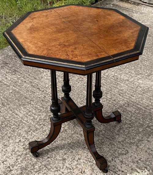 OCTAGONAL EBONIZED PEDESTAL CENTRE TABLE - ADDITIONAL PHOTO 7
