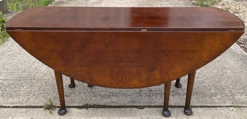 GEORGIAN STYLE LARGE OVAL MAHOGANY DROPLEAF DINING TABLE - ADDITIONAL PHOTO 4