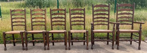 SET OF SIX BEECH ELM LADDERBACK DINING CHAIRS - ADDITIONAL PHOTO 2