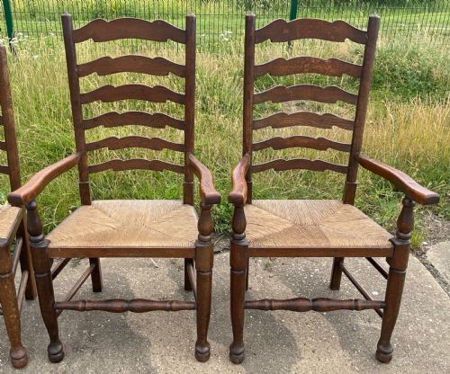 SET OF SIX BEECH ELM LADDERBACK DINING CHAIRS - ADDITIONAL PHOTO 3