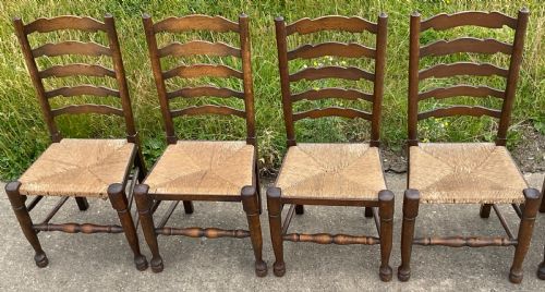 SET OF SIX BEECH ELM LADDERBACK DINING CHAIRS - ADDITIONAL PHOTO 5