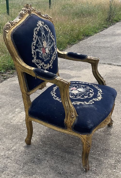 VICTORIAN GILT FIRESIDE ARMCHAIR - ADDITIONAL PHOTO 1