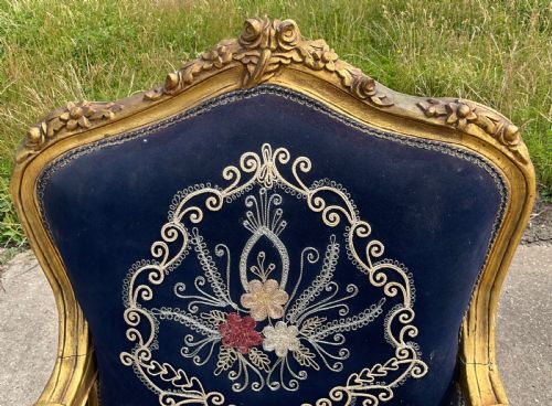 VICTORIAN GILT FIRESIDE ARMCHAIR - ADDITIONAL PHOTO 6
