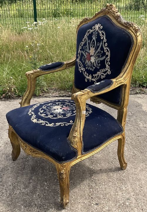 VICTORIAN GILT FIRESIDE ARMCHAIR - ADDITIONAL PHOTO 7