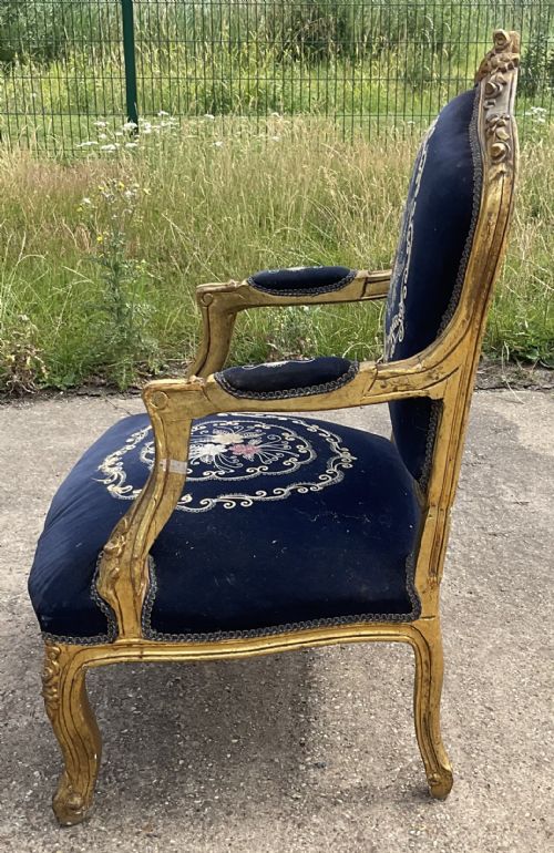 VICTORIAN GILT FIRESIDE ARMCHAIR - ADDITIONAL PHOTO 8