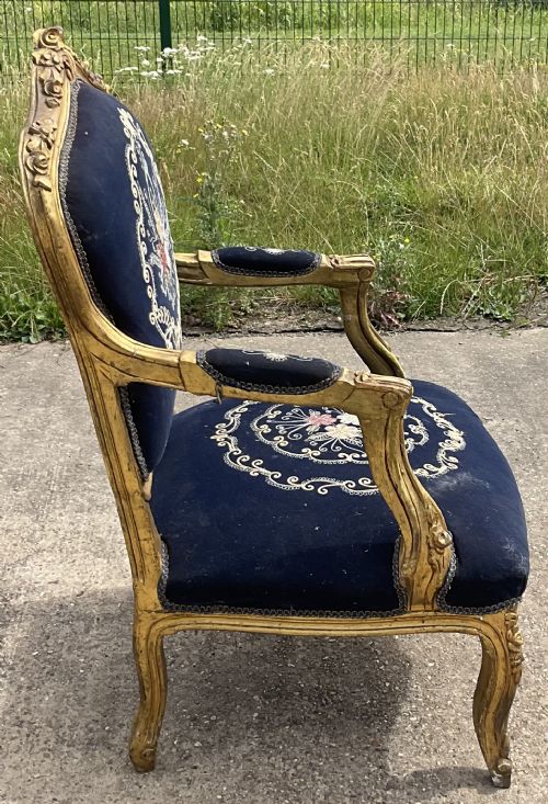 VICTORIAN GILT FIRESIDE ARMCHAIR - ADDITIONAL PHOTO 10