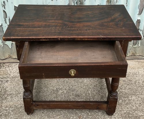 ANTIQUE OAK SIDE TABLE - ADDITIONAL PHOTO 3