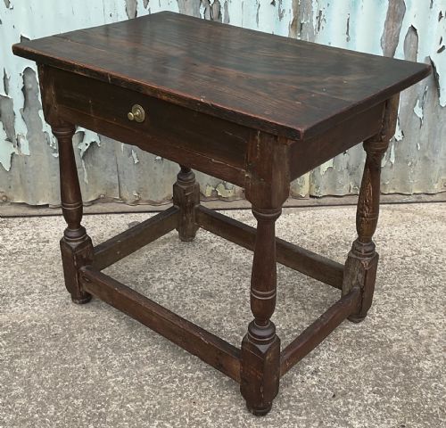 ANTIQUE OAK SIDE TABLE - ADDITIONAL PHOTO 4