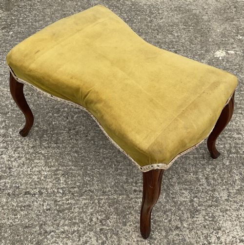 VICTORIAN UPHOLSTERED WALNUT FRAMED STOOL - ADDITIONAL PHOTO 4