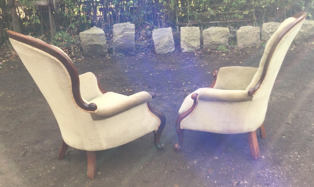 Pair Victorian Mahogany Fireside Armchairs  View VII