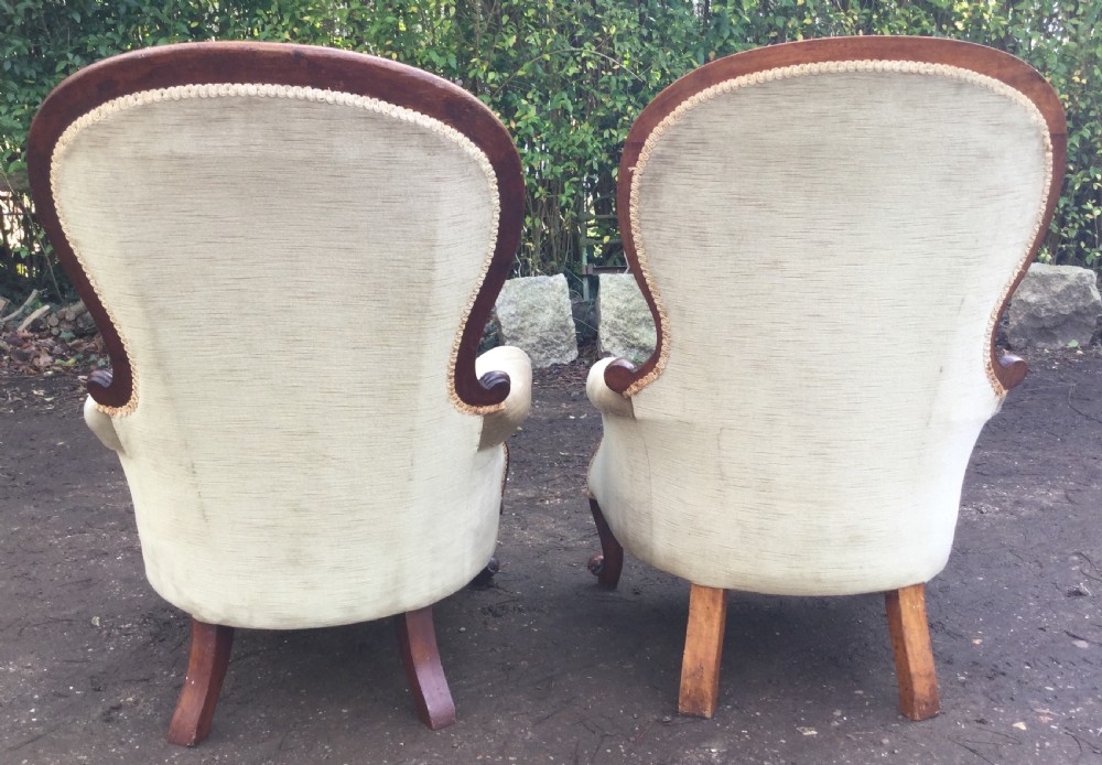 Pair Victorian Mahogany Fireside Armchairs  View VIII