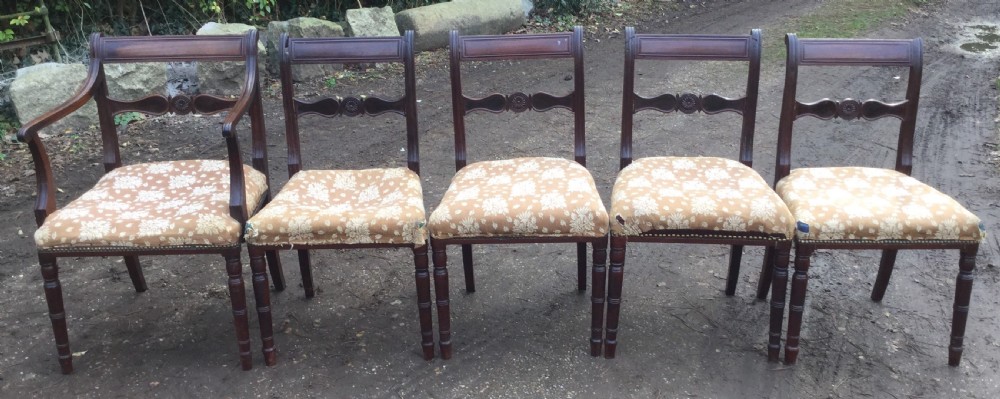 Set of Five Georgian Mahogany Dining Chairs