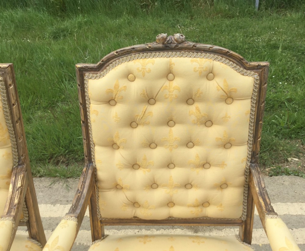 Pair Gilt Framed Upholstered Salon Armchairs  View VII