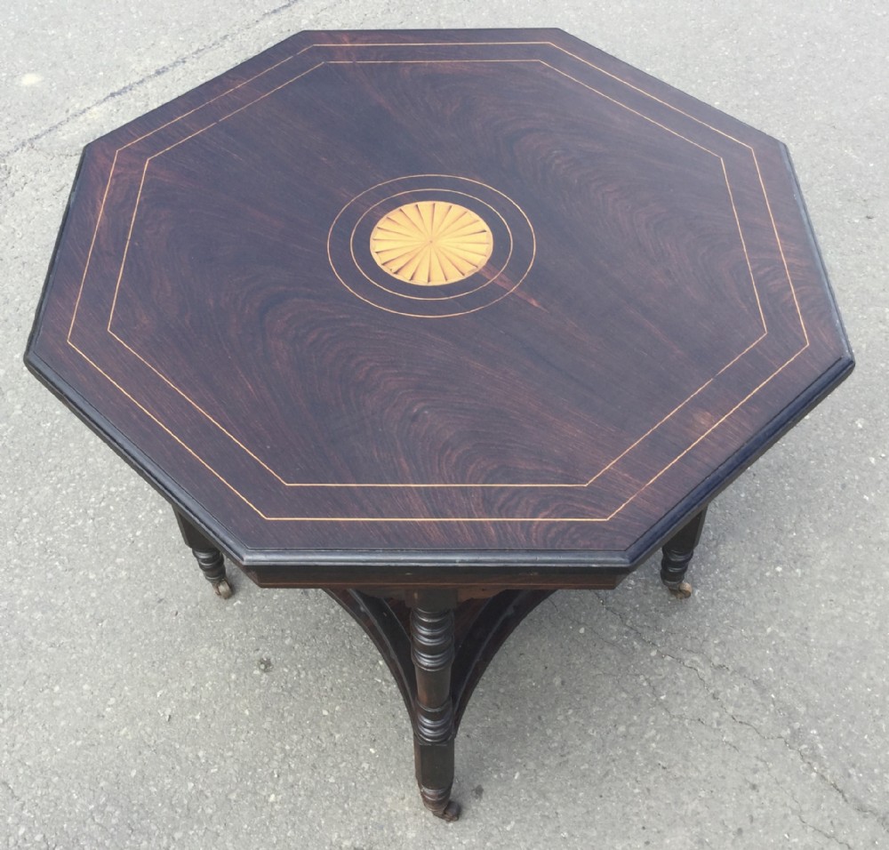 Edwardian Inlaid Rosewood Octagonal Centre Table 