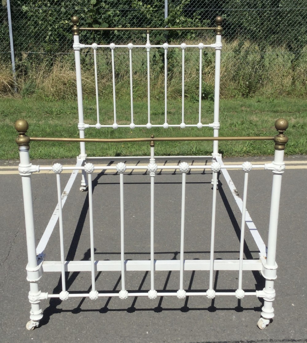 Victorian Brass & Iron Painted Large Single Bed