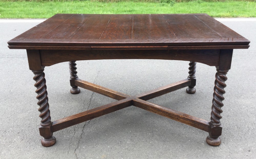 Large Oak Extending Dining Table to Seat Ten