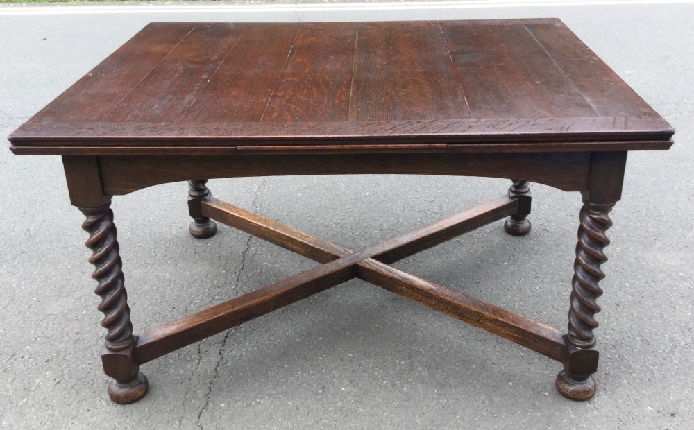 Large Oak Extending Dining Table to Seat Ten View II