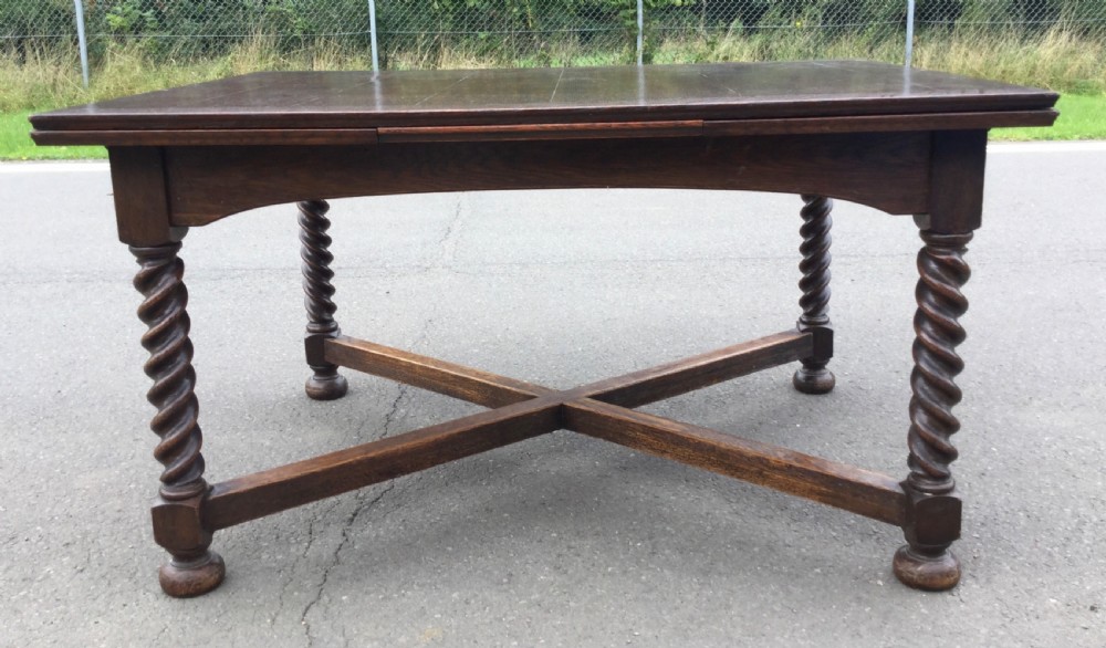 Large Oak Extending Dining Table to Seat Ten View III