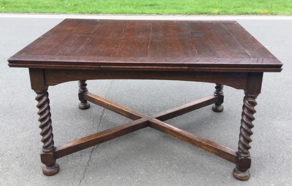 Large Oak Extending Dining Table to Seat Ten View VIII