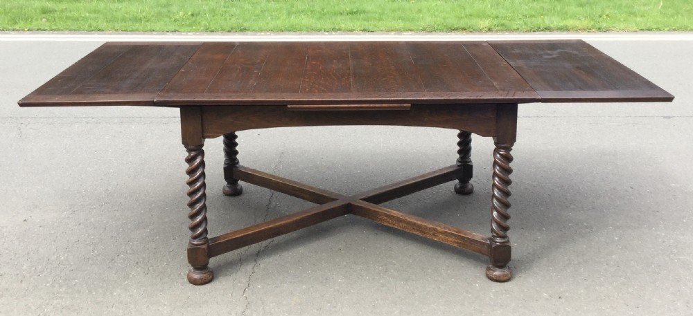 Large Oak Extending Dining Table to Seat Ten View IX