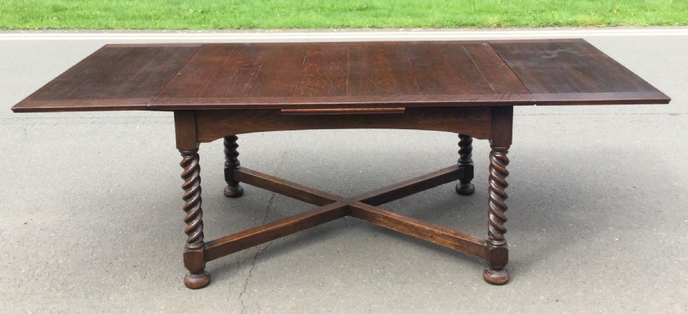Large Oak Extending Dining Table to Seat Ten View X