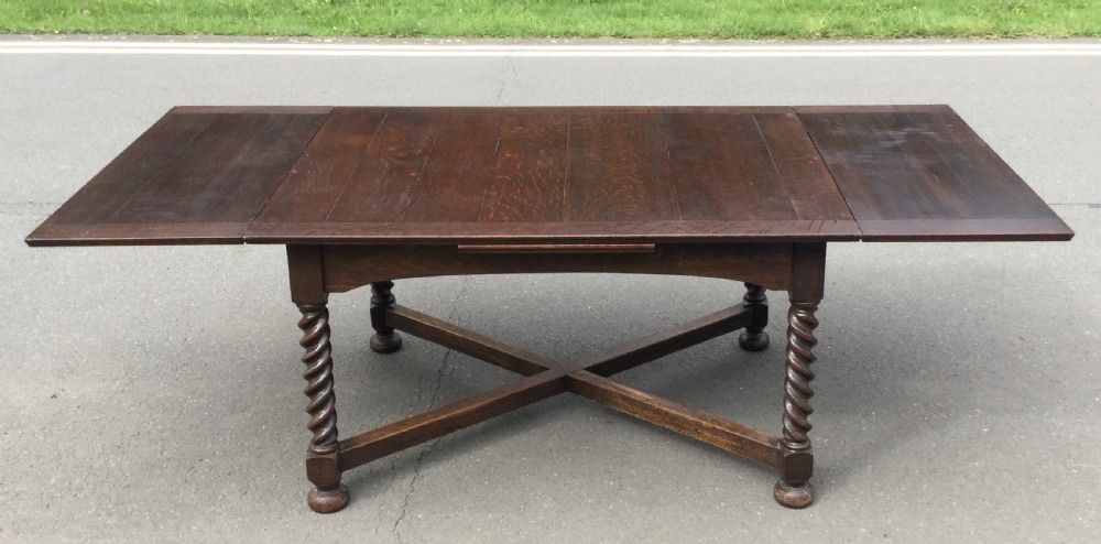 Large Oak Extending Dining Table to Seat Ten View XI