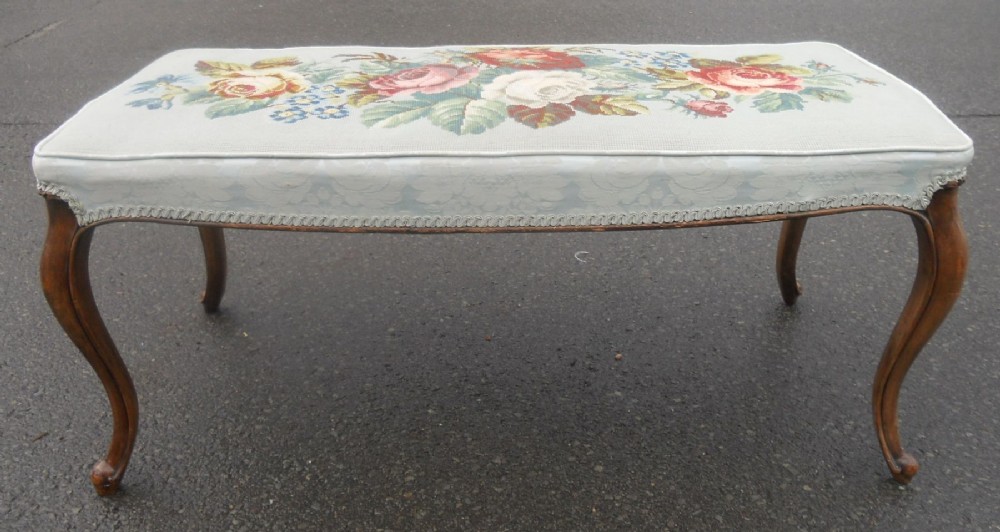 Victorian Walnut Long Upholstered Stool 