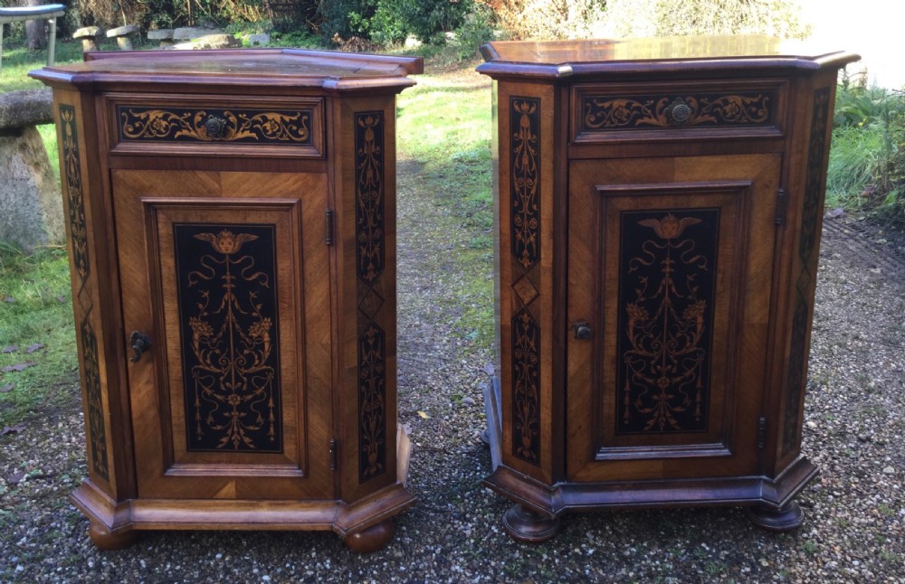Pair Walnut Marquetry Side Cabinets View VI