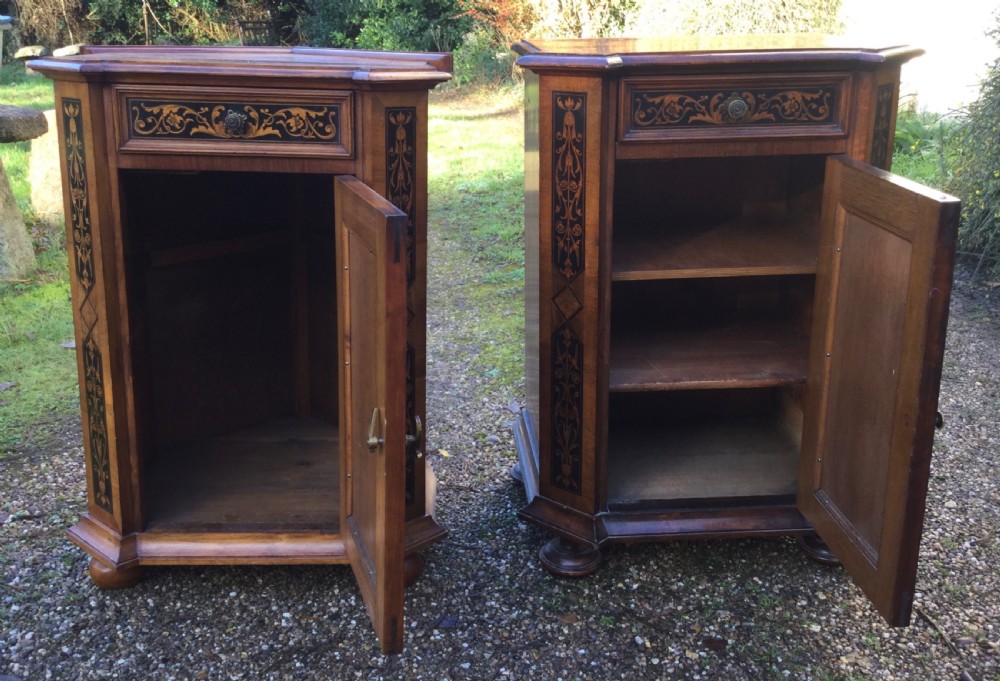 Pair Walnut Marquetry Side Cabinets View X