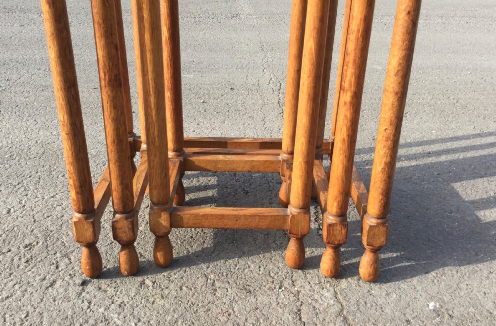 Arts & Craft Oak Tall Nest of Three Tables View VII