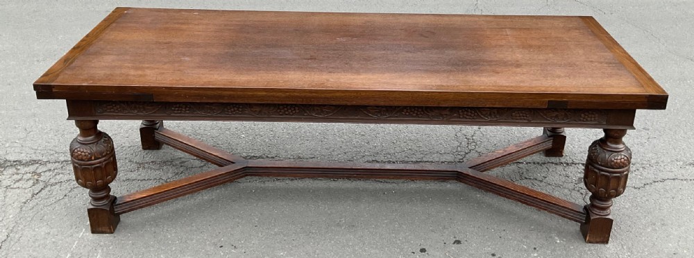 Tudor Style Oak Extending Dining Table to Seat 12 