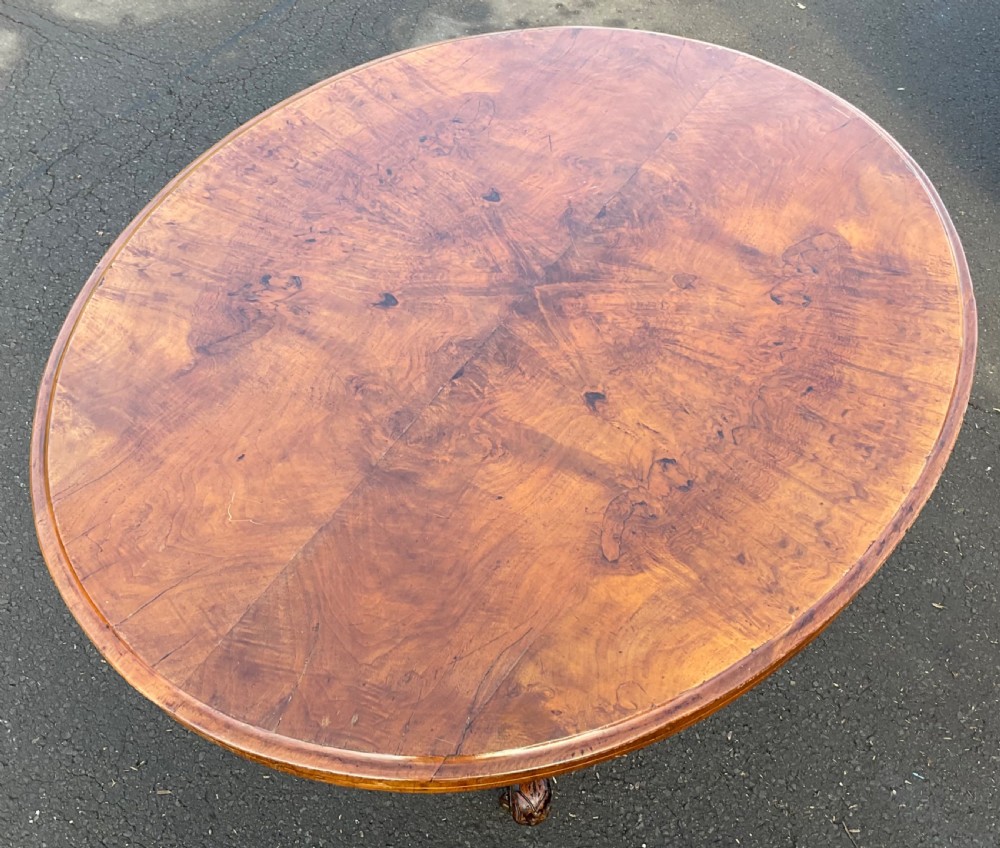 Victorian Oval Burr Walnut Pedestal Table  View VII