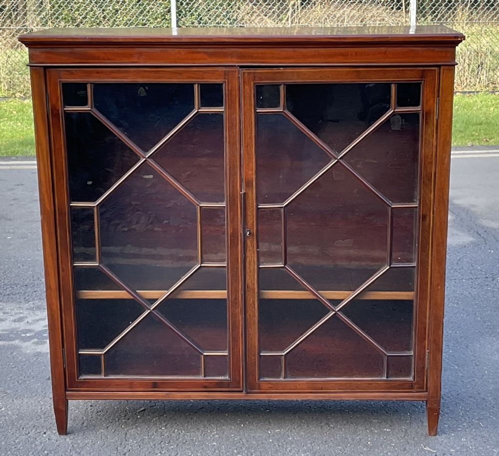 Edwardian Inlaid Mahogany Cabinet Bookcase
