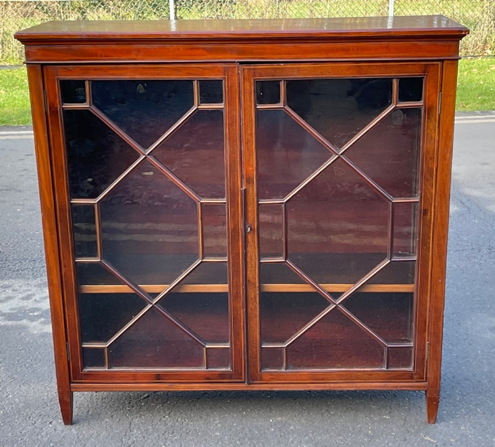 Edwardian Inlaid Mahogany Cabinet Bookcase View II