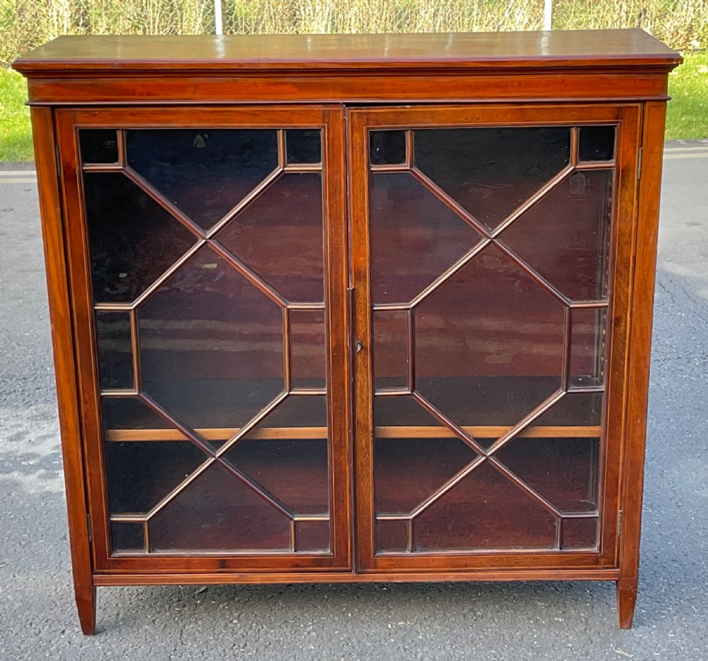 Edwardian Inlaid Mahogany Cabinet Bookcase View V