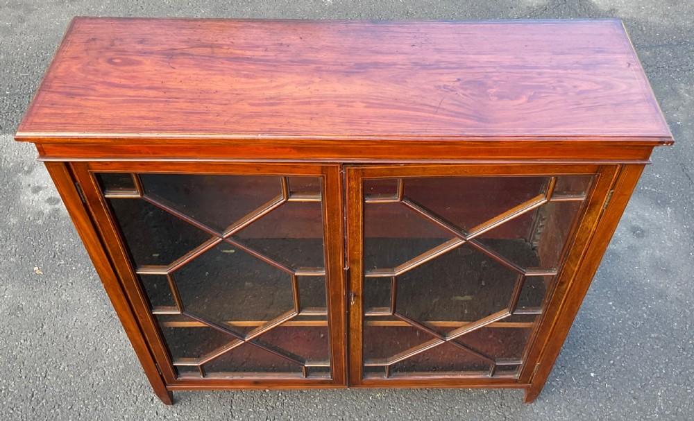 Edwardian Inlaid Mahogany Cabinet Bookcase View VIII