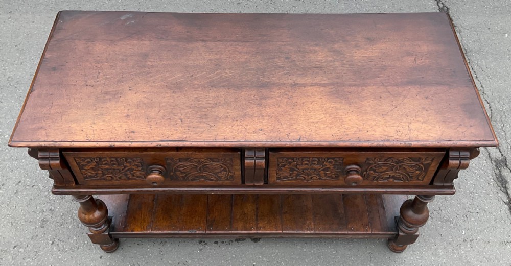 Small Oak Carved Dresser Base View IV