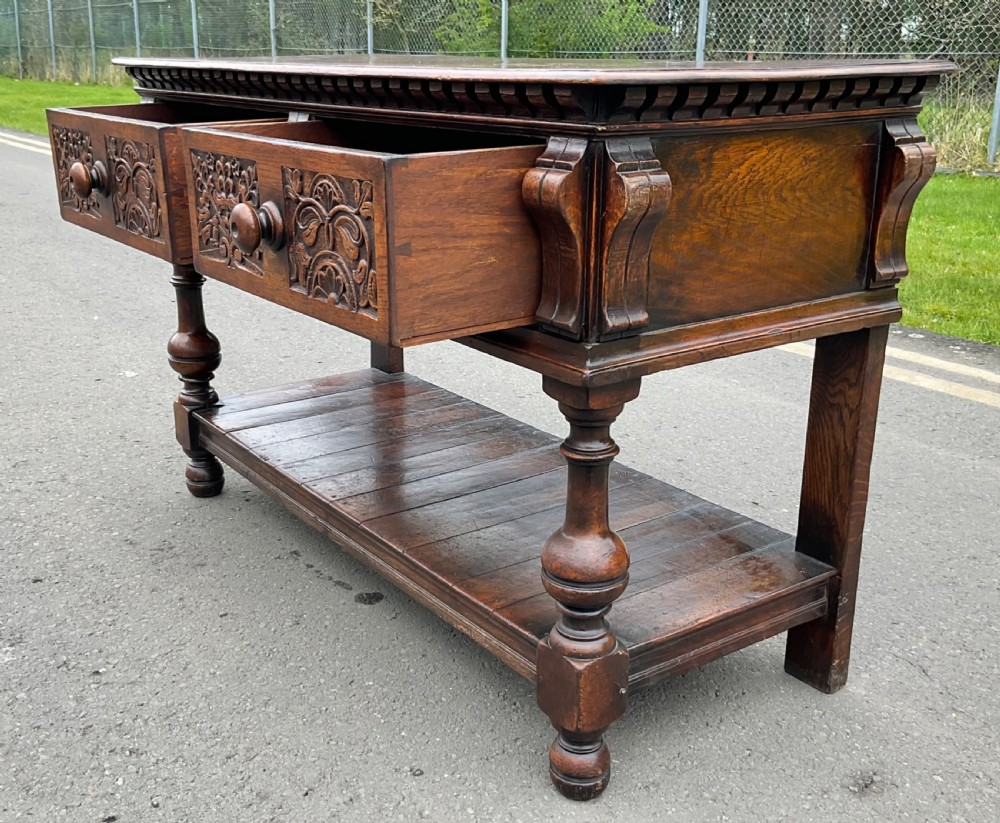 Small Oak Carved Dresser Base View V