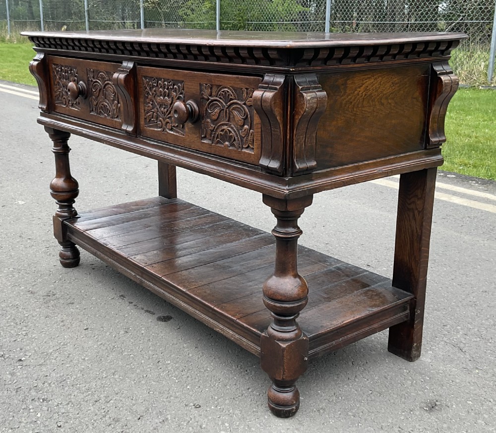 Small Oak Carved Dresser Base View VI