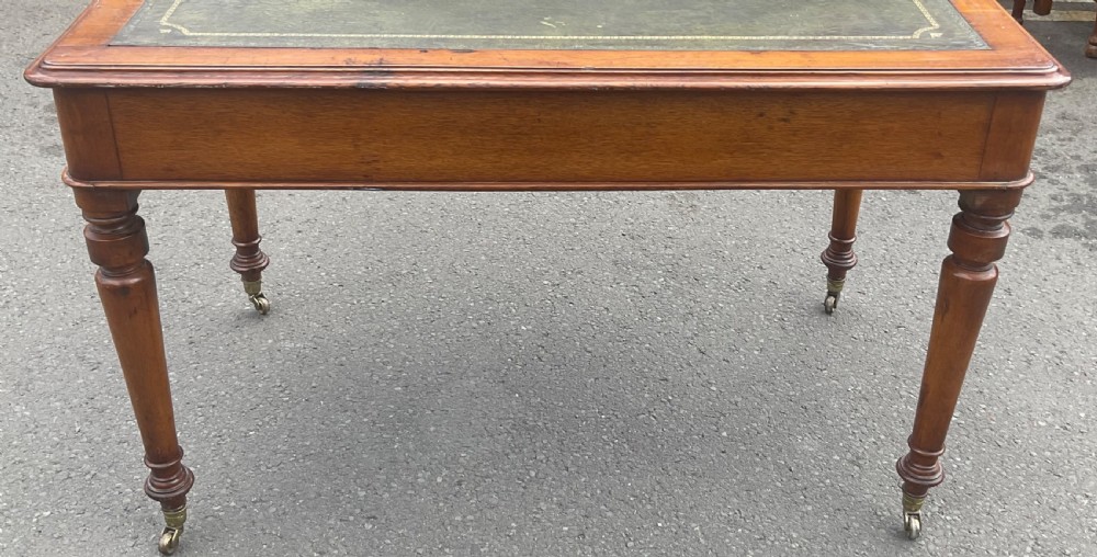 Victorian Golden Oak Leather Top Writing Table  View XIII