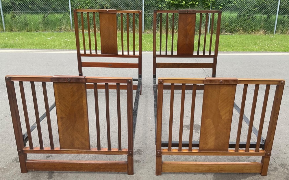 Pair Edwardian Mahogany Single Beds View II