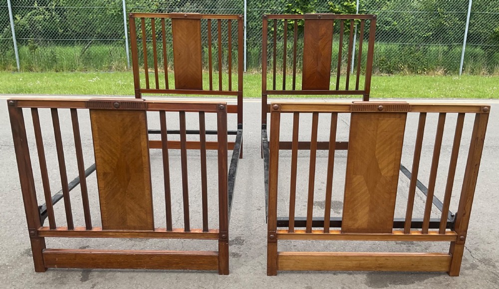 Pair Edwardian Mahogany Single Beds View III
