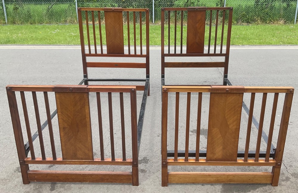 Pair Edwardian Mahogany Single Beds View V